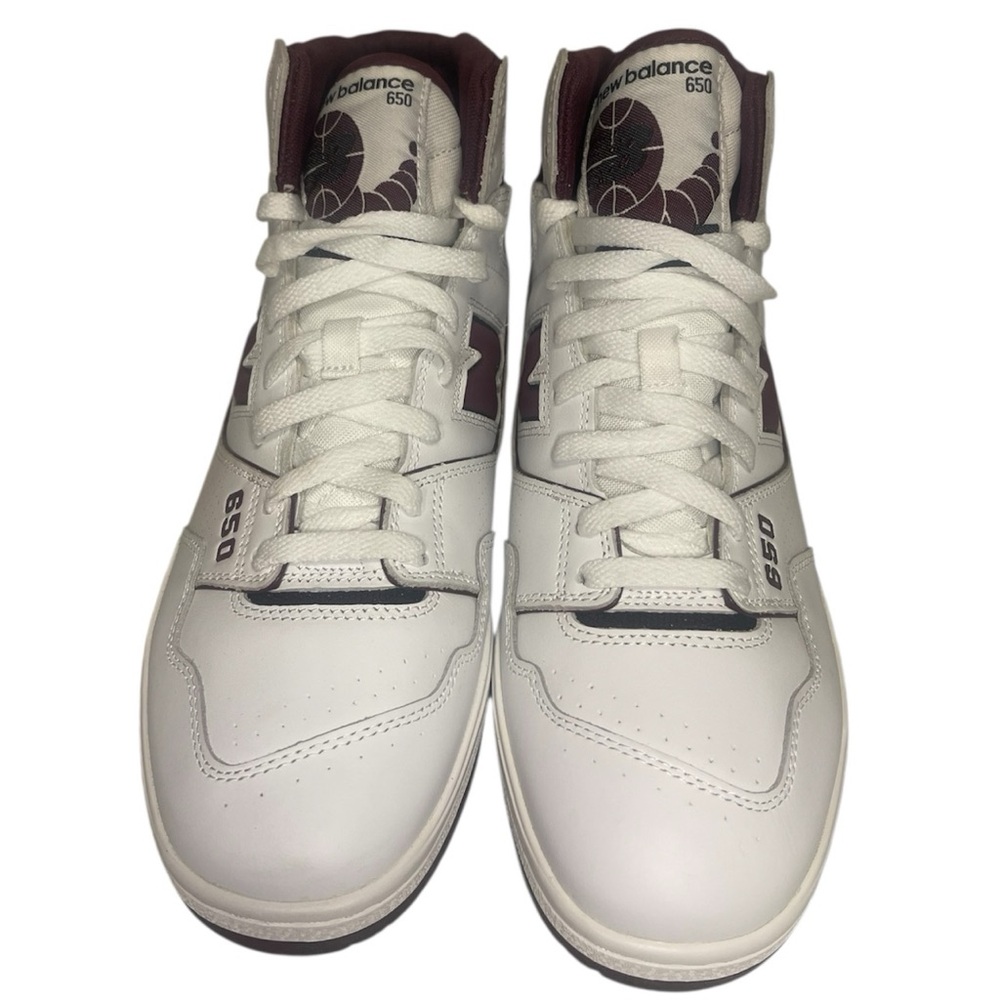New Balance 650 High-Top Sneakers - White/Burgundy/Grey - Men’s Size 11.5